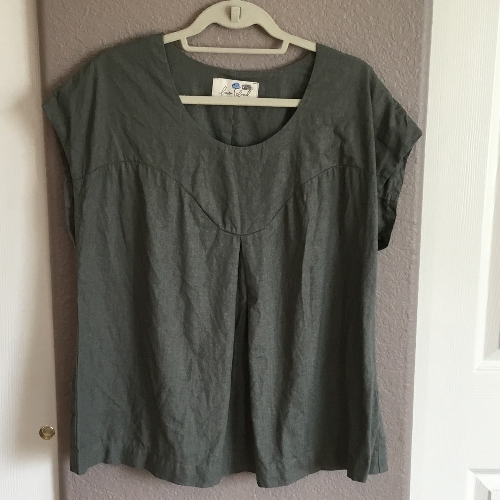 LinenCloud Olive Linen Top